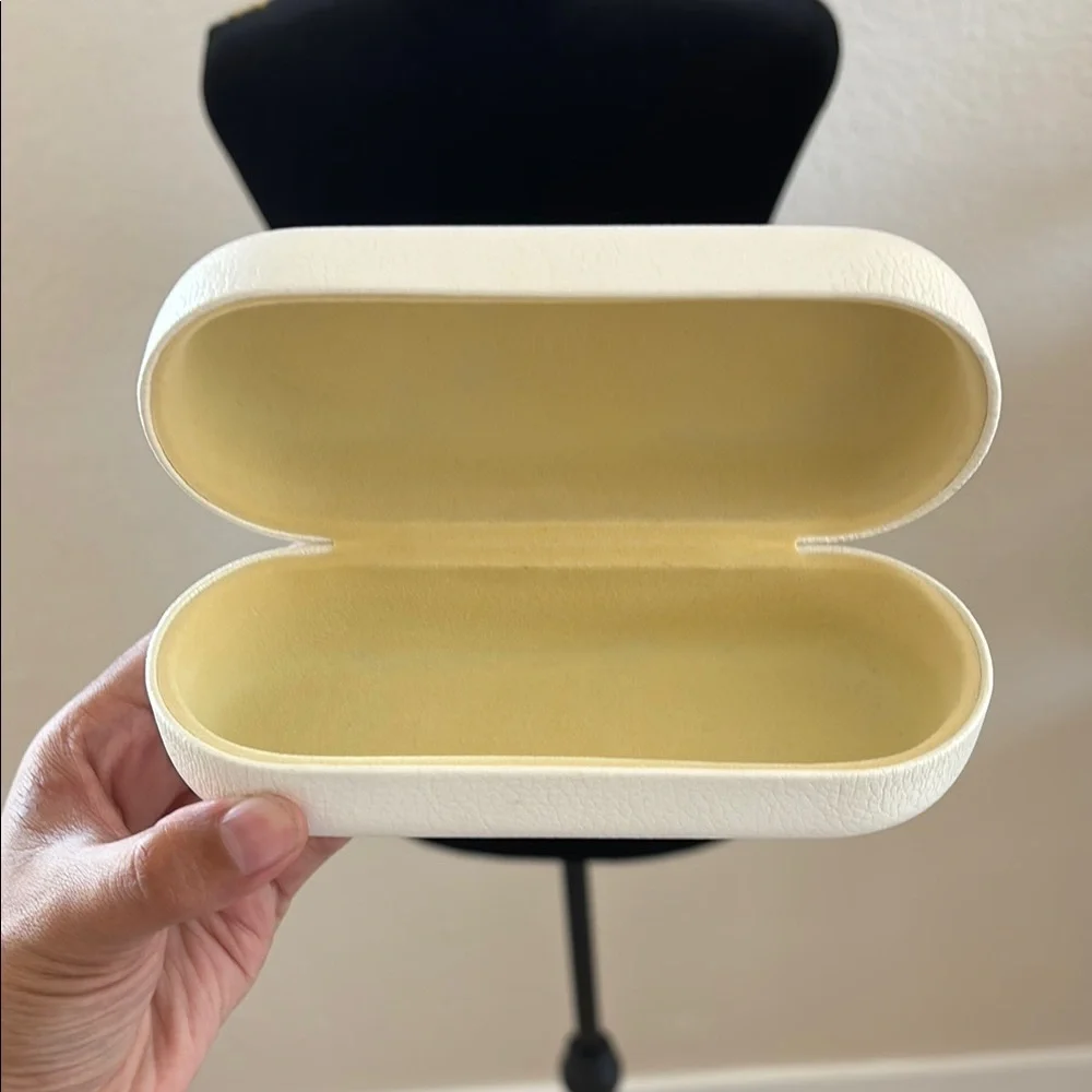 Chloé White and Gold Leather Sunglasses Eyewear Empty Case